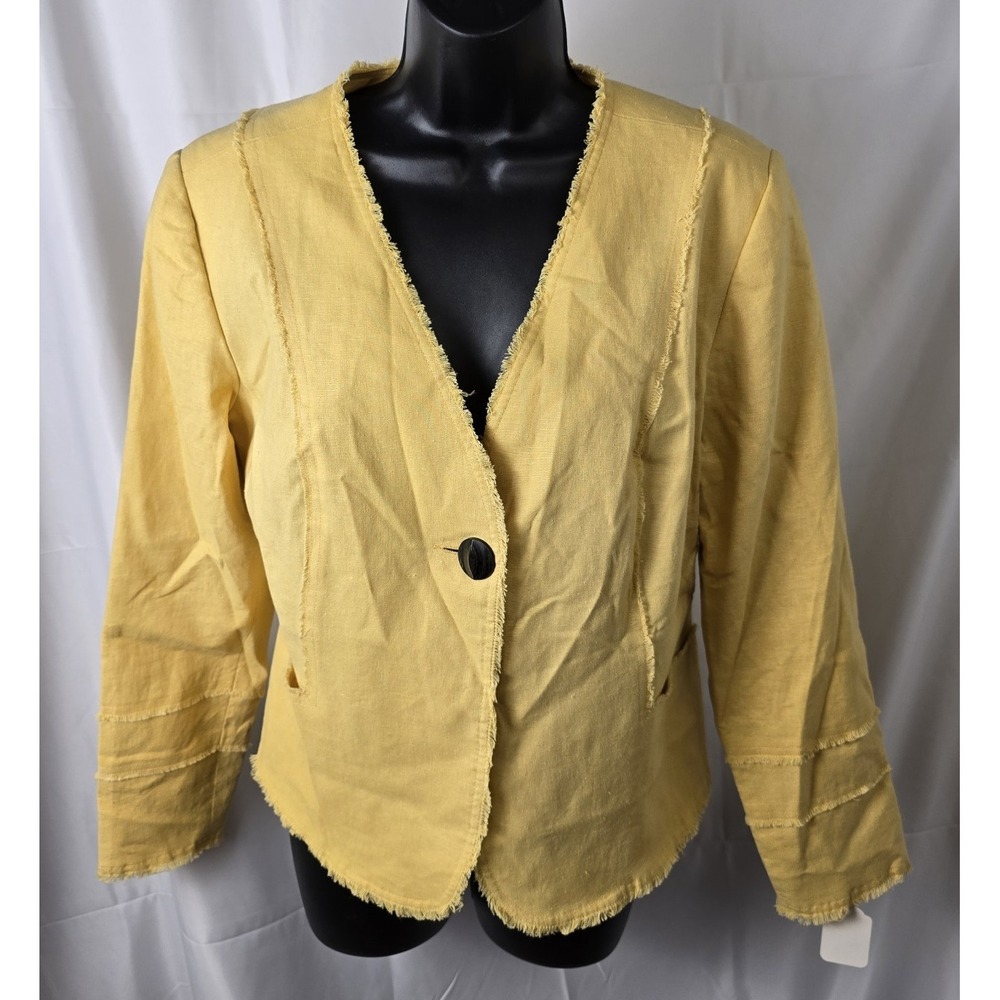 Monroe & Main Womens 12 Linen Jacket 80S Yellow NWT Vintage NEW Boho Cottagecore